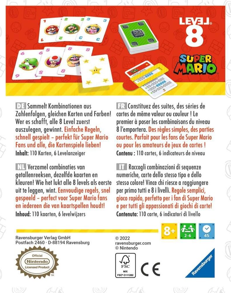 Ravensburger Level 8 Super Mario Kaartspel Ravensburger Level 8 Super Mario Kaartspel