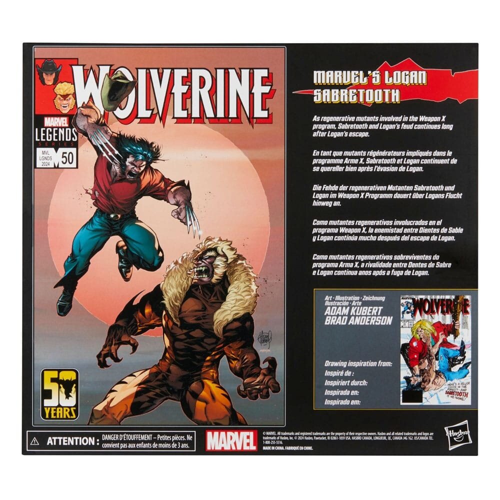 Hasbro Wolverine 50th Anniversary Marvel Legends Action Figure 2-Pack Marvel's Logan & Sabretooth 15 cm Hasbro Wolverine 50th Anniversary Marvel Legends Action Figure 2-Pack Marvel's Logan & Sabretooth 15 cm