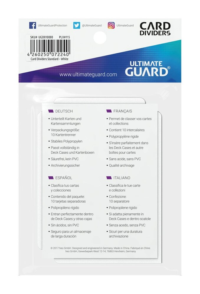 Ultimate Guard Card Dividers Standard Size Wit (10x) Ultimate Guard Card Dividers Standard Size Wit (10x)