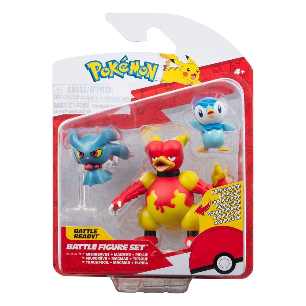 Jazwares Pokémon Battle Figure Set 3-Pack Piplup, Misdreavus, Magmar 5 cm Jazwares Pokémon Battle Figure Set 3-Pack Piplup, Misdreavus, Magmar 5 cm