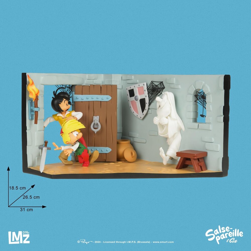 LMZ Collectibles Johan, Pirlouit et le fantôme du Sire Aldebert de Baufort 19 cm LMZ Collectibles Johan, Pirlouit et le fantôme du Sire Aldebert de Baufort 19 cm