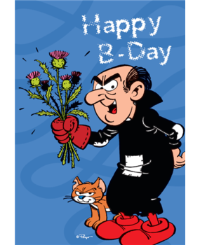 Puppy De Smurfen Happy B-Day Gargamel Postkaart Puppy De Smurfen Happy B-Day Gargamel Postkaart