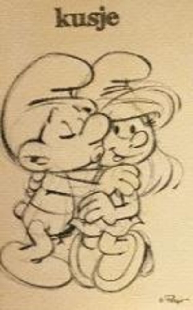 Puppy De Smurfen Kusje Postkaart met Envelop Puppy De Smurfen Kusje Postkaart met Envelop