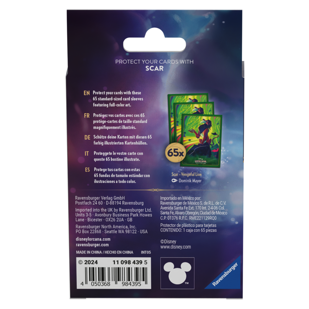 Ravensburger Disney Lorcana: Card Sleeves Scar (65x) Ravensburger Disney Lorcana: Card Sleeves Scar (65x)