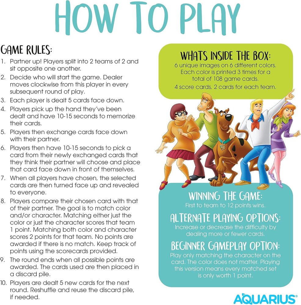 Aquarius Scooby-Doo Memory Master Card Game Aquarius Scooby-Doo Memory Master Card Game