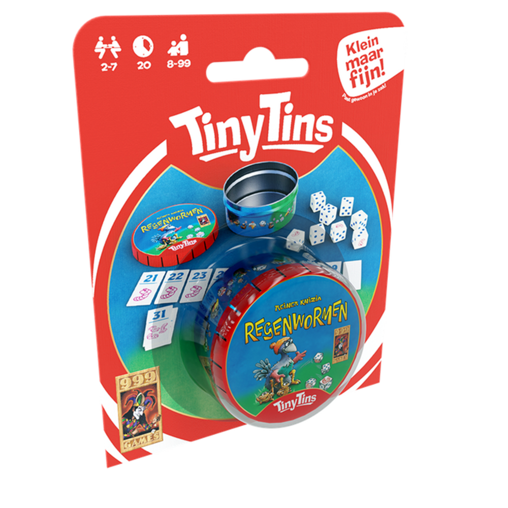999 Games Regenwormen Tiny Tins Dobbelspel 999 Games Regenwormen Tiny Tins Dobbelspel