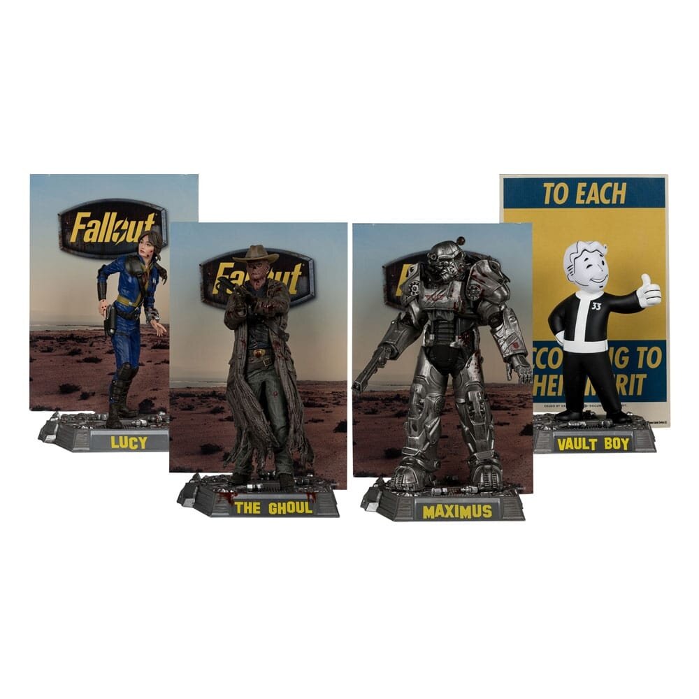 McFarlane Toys Fallout Movie Maniacs PVC Statue 4-Pack Lucy, Maximus, The Ghoul & Vault Boy 15 cm McFarlane Toys Fallout Movie Maniacs PVC Statue 4-Pack Lucy, Maximus, The Ghoul & Vault Boy 15 cm
