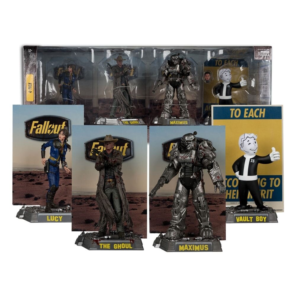 McFarlane Toys Fallout Movie Maniacs PVC Statue 4-Pack Lucy, Maximus, The Ghoul & Vault Boy 15 cm McFarlane Toys Fallout Movie Maniacs PVC Statue 4-Pack Lucy, Maximus, The Ghoul & Vault Boy 15 cm