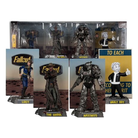 McFarlane Toys Fallout Movie Maniacs PVC Statue 4-Pack Lucy, Maximus, The Ghoul & Vault Boy 15 cm McFarlane Toys Fallout Movie Maniacs PVC Statue 4-Pack Lucy, Maximus, The Ghoul & Vault Boy 15 cm