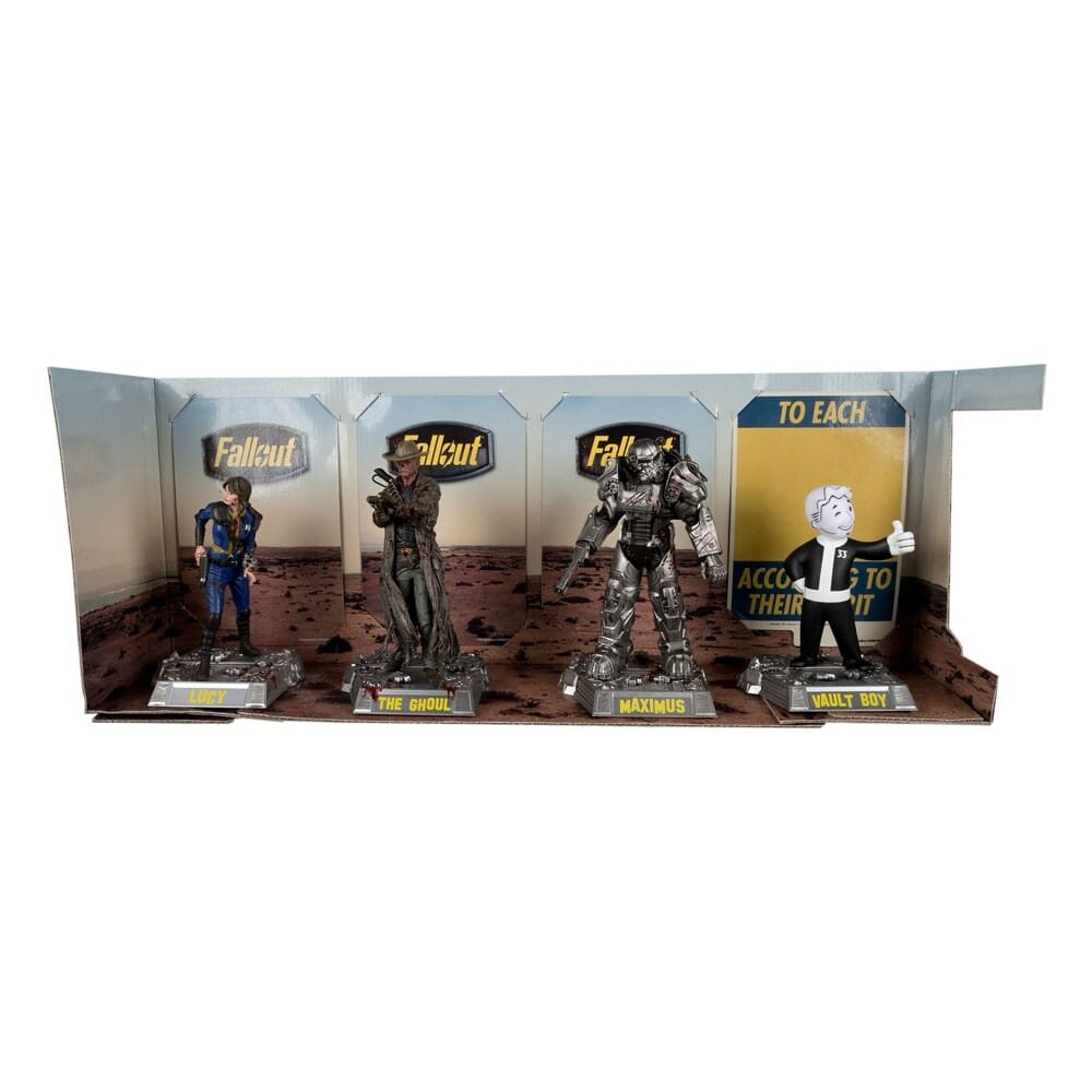 McFarlane Toys Fallout Movie Maniacs PVC Statue 4-Pack Lucy, Maximus, The Ghoul & Vault Boy 15 cm McFarlane Toys Fallout Movie Maniacs PVC Statue 4-Pack Lucy, Maximus, The Ghoul & Vault Boy 15 cm