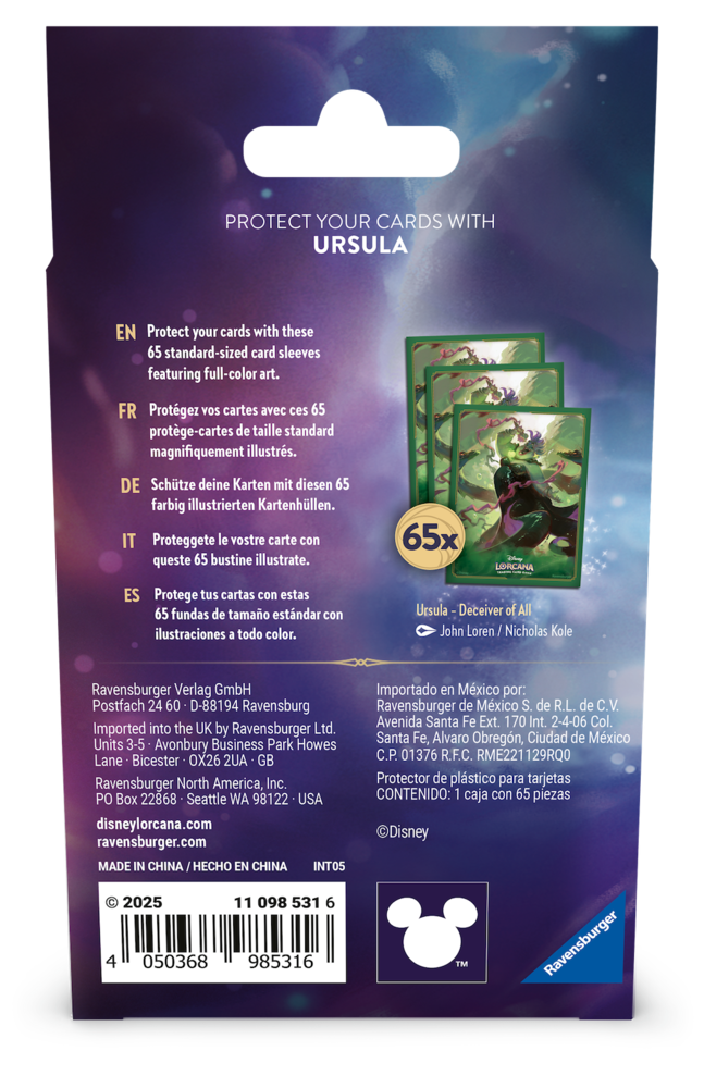 Ravensburger Disney Lorcana: Card Sleeves Ursula (65x) Ravensburger Disney Lorcana: Card Sleeves Ursula (65x)