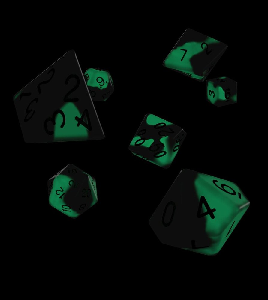 Oakie Doakie Dice RPG Set Glow in the Dark - Biohazard (7) Oakie Doakie Dice RPG Set Glow in the Dark - Biohazard (7)