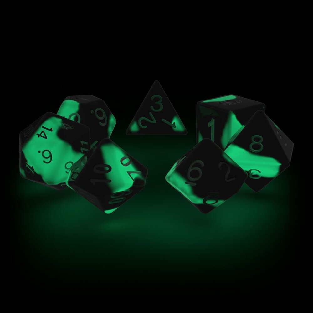 Oakie Doakie Dice RPG Set Glow in the Dark - Biohazard (7) Oakie Doakie Dice RPG Set Glow in the Dark - Biohazard (7)