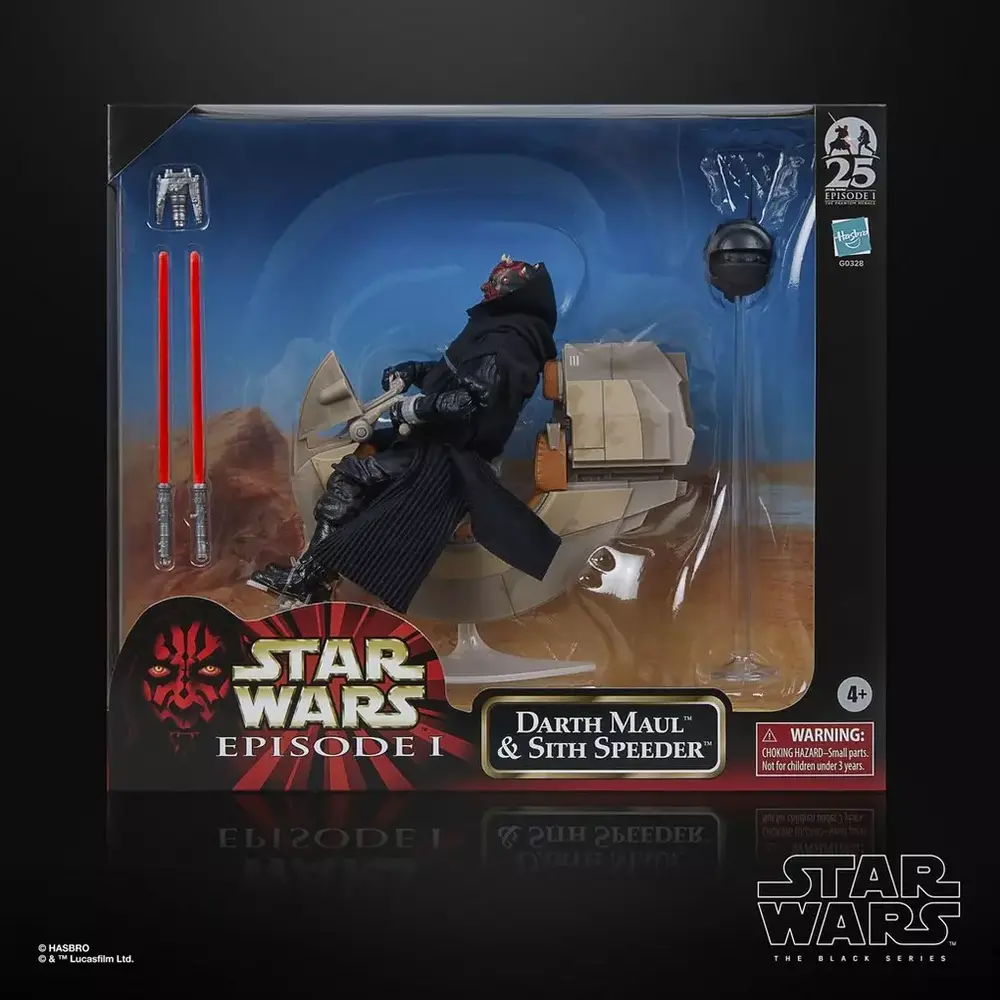 Hasbro Star Wars Episode I Black Series Vehicle with Action Figure Darth Maul & Sith Speeder 25th Anniversary Hasbro Star Wars Episode I Black Series Vehicle with Action Figure Darth Maul & Sith Speeder 25th Anniversary