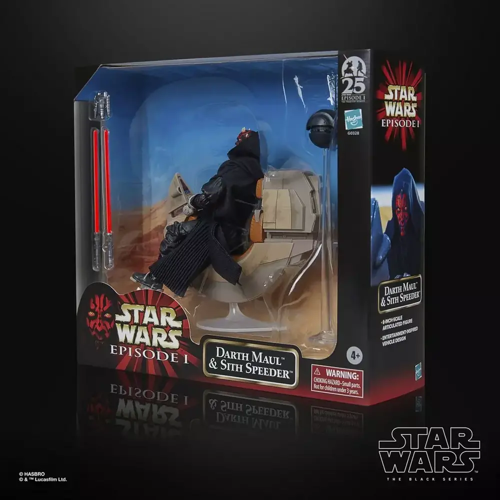 Hasbro Star Wars Episode I Black Series Vehicle with Action Figure Darth Maul & Sith Speeder 25th Anniversary Hasbro Star Wars Episode I Black Series Vehicle with Action Figure Darth Maul & Sith Speeder 25th Anniversary