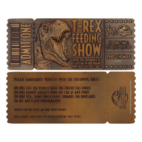 FaNaTtiK Jurassic Park Replica 1/1 Feeding Show Ticket FaNaTtiK Jurassic Park Replica 1/1 Feeding Show Ticket