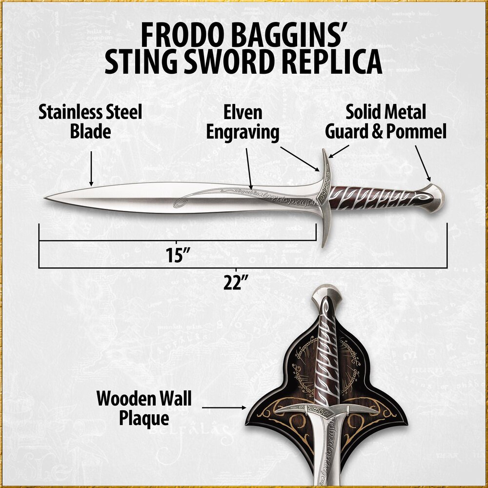 United Cutlery Lord of The Rings Replica 1/1 Sting Sword United Cutlery Lord of The Rings Replica 1/1 Sting Sword