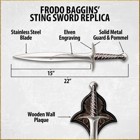 United Cutlery Lord of The Rings Replica 1/1 Sting Sword United Cutlery Lord of The Rings Replica 1/1 Sting Sword