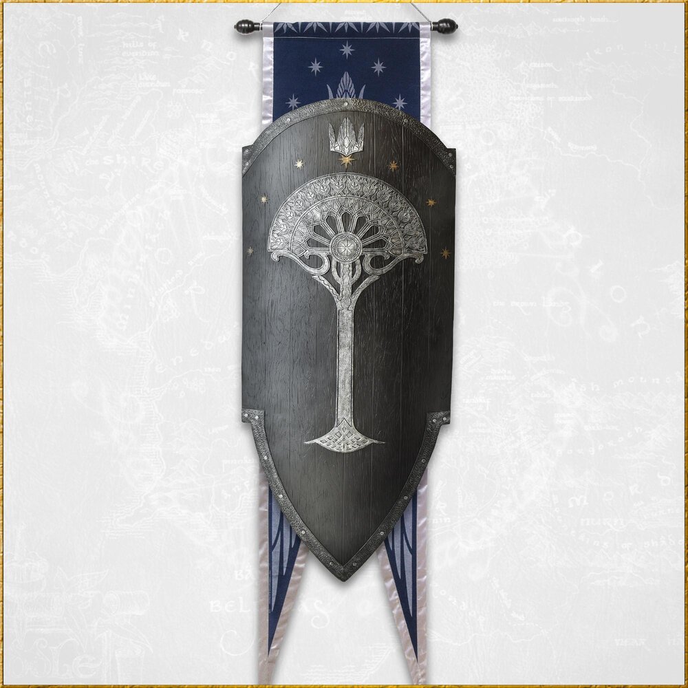 United Cutlery Le Seigneur des Anneaux Réplique 1/1 Gondorian Shield with Flag United Cutlery Le Seigneur des Anneaux Réplique 1/1 Gondorian Shield with Flag