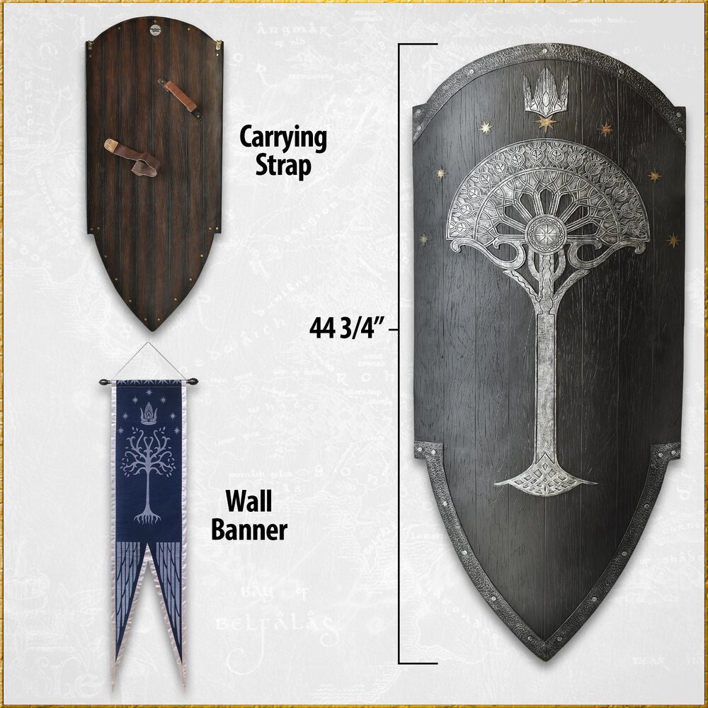 United Cutlery Le Seigneur des Anneaux Réplique 1/1 Gondorian Shield with Flag United Cutlery Le Seigneur des Anneaux Réplique 1/1 Gondorian Shield with Flag