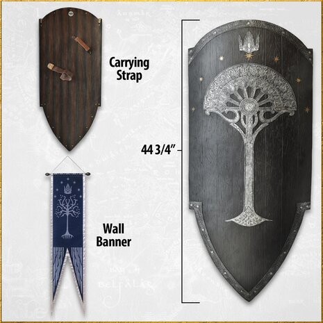 United Cutlery Le Seigneur des Anneaux Réplique 1/1 Gondorian Shield with Flag United Cutlery Le Seigneur des Anneaux Réplique 1/1 Gondorian Shield with Flag