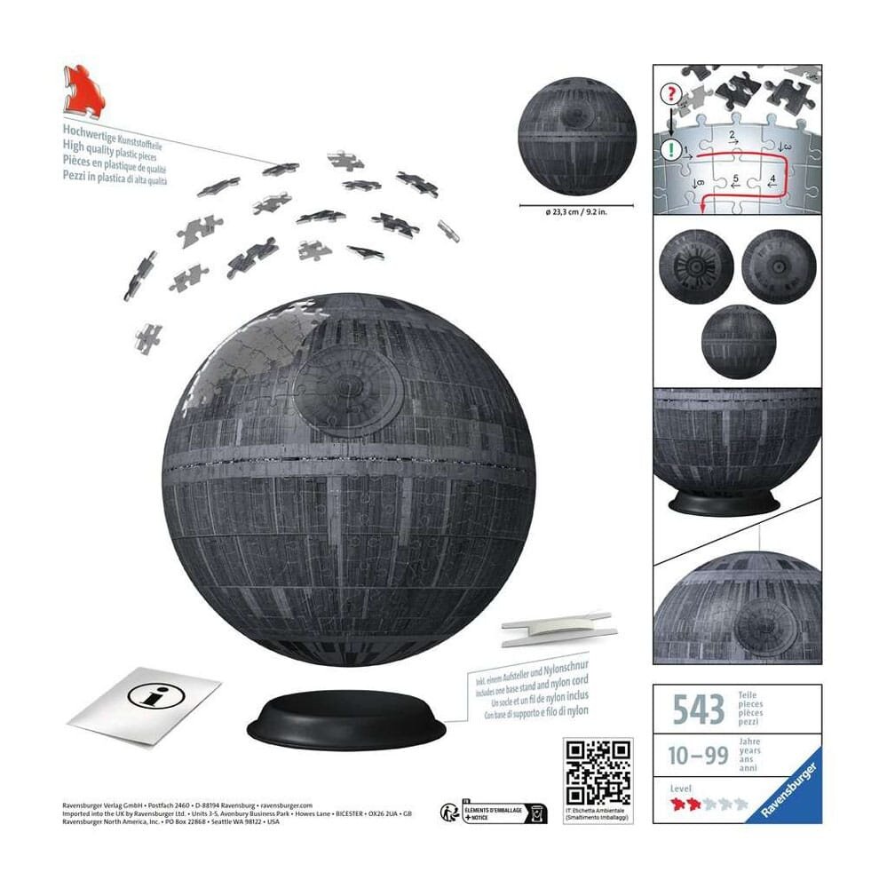 Ravensburger Star Wars 3D Puzzel Death Star (543 stukken) Ravensburger Star Wars 3D Puzzel Death Star (543 stukken)