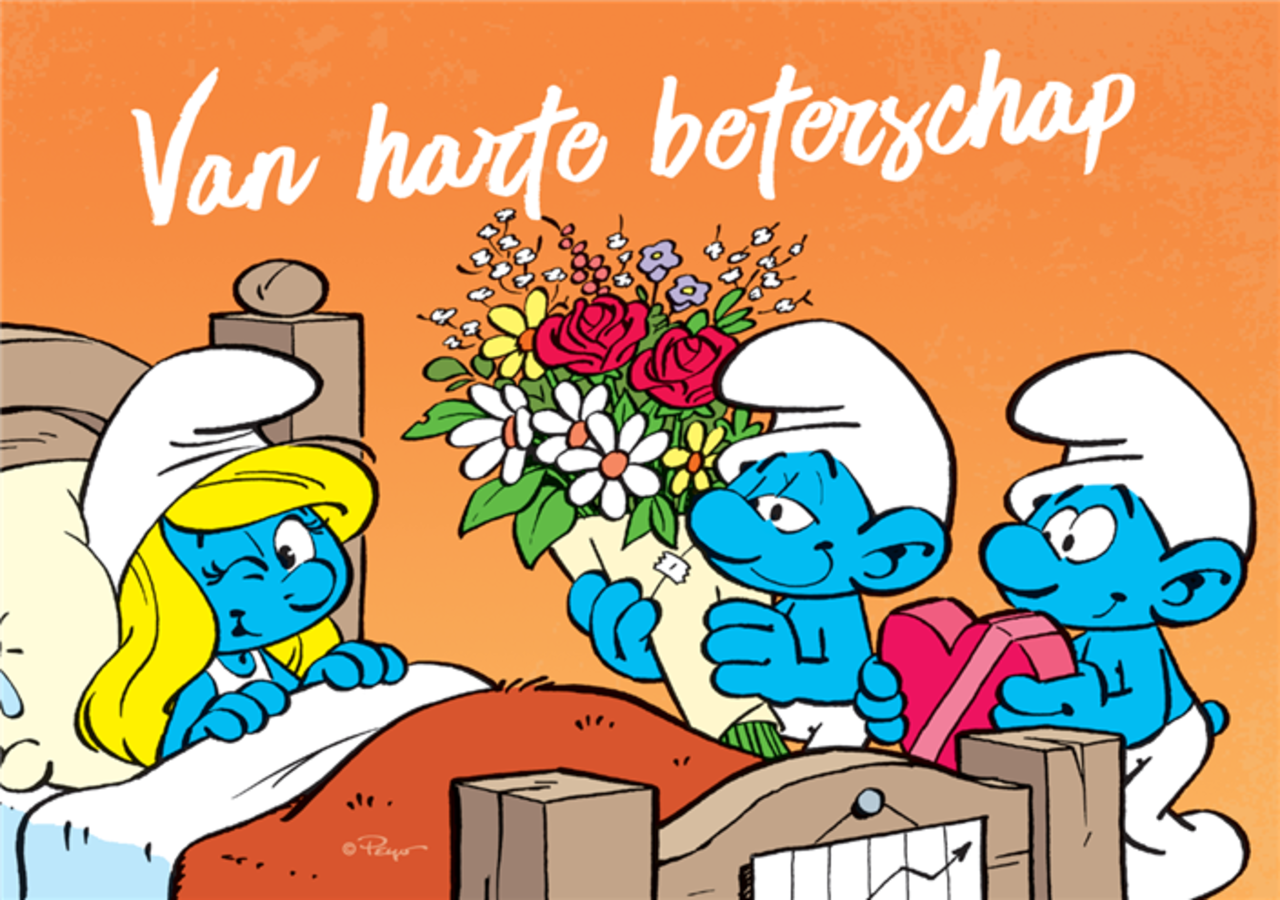 Puppy De Smurfen Beterschap Smurfin Postkaart Puppy De Smurfen Beterschap Smurfin Postkaart