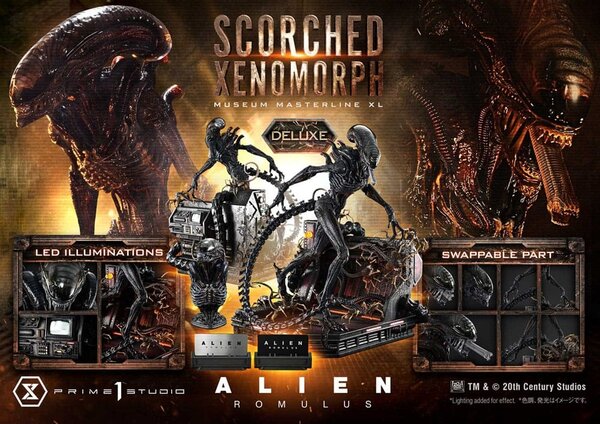 Prime 1 Studio Alien: Romulus Museum Masterline XL Statue 1/3 Scorched Xenomorph Deluxe Bonus Version 98 cm