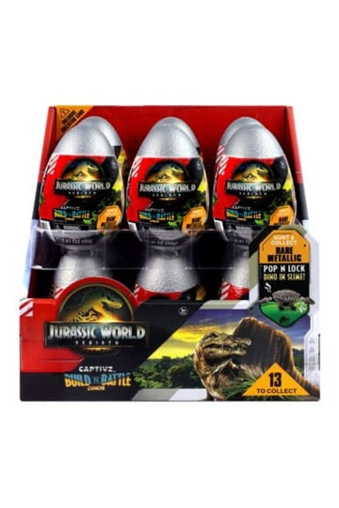 Jurassic World REBIRTH – Œufs Slime CAPTIVZ Avec Dinosaures à Collectionner (12 œufs, 3 Par Rangée)