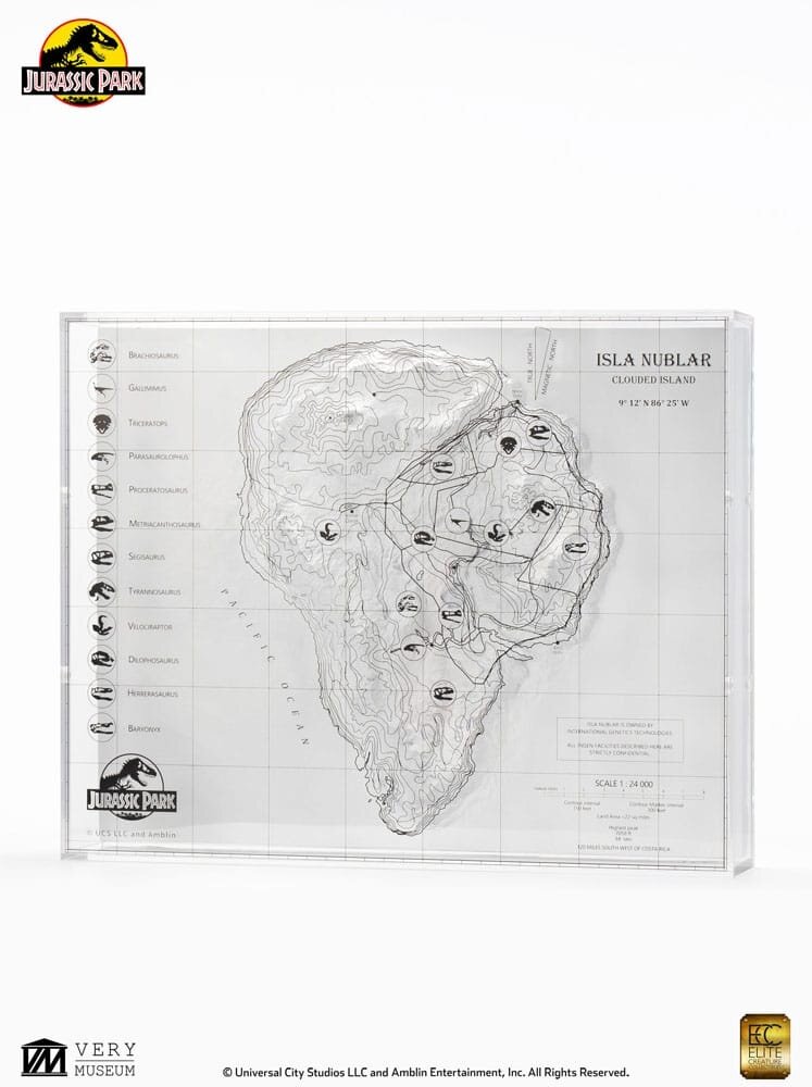 Elite Creature Collectibles Jurassic Park Replica Topographic Map Isla Nublar 27 cm Elite Creature Collectibles Jurassic Park Replica Topographic Map Isla Nublar 27 cm
