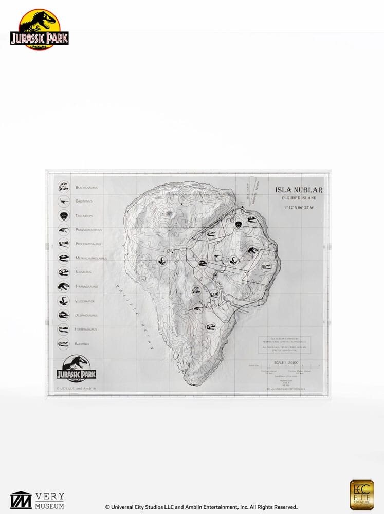 Elite Creature Collectibles Jurassic Park Replica Topographic Map Isla Nublar 27 cm Elite Creature Collectibles Jurassic Park Replica Topographic Map Isla Nublar 27 cm