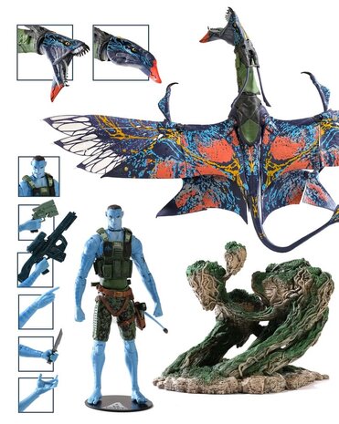 McFarlane Toys Avatar: The Way of Water Action Figure Recom Quaritch & RDA Banshee (Gold Label)