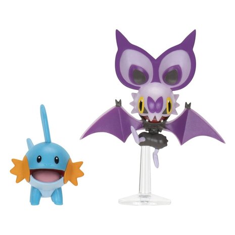 Jazwares Pokémon Figure 2-Pack Mudkip & Noibat with Stand 8 cm Jazwares Pokémon Figure 2-Pack Mudkip & Noibat with Stand 8 cm