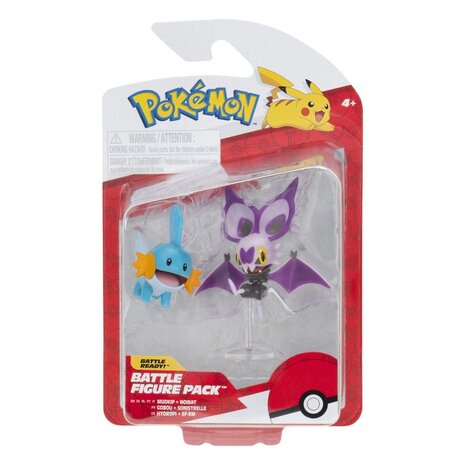 Jazwares Pokémon Figure 2-Pack Mudkip & Noibat with Stand 8 cm Jazwares Pokémon Figure 2-Pack Mudkip & Noibat with Stand 8 cm