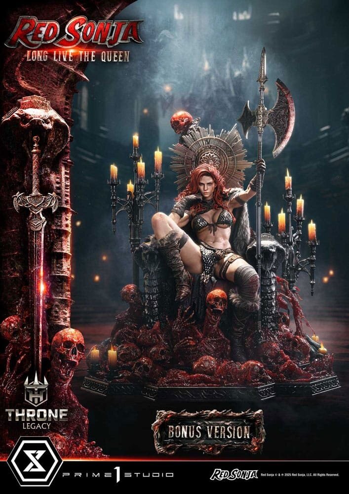 Prime 1 Studio Red Sonja Throne Legacy Collection Statue Statue 1/3 Red Sonja: Long Live the Queen Bonus Version 77 cm