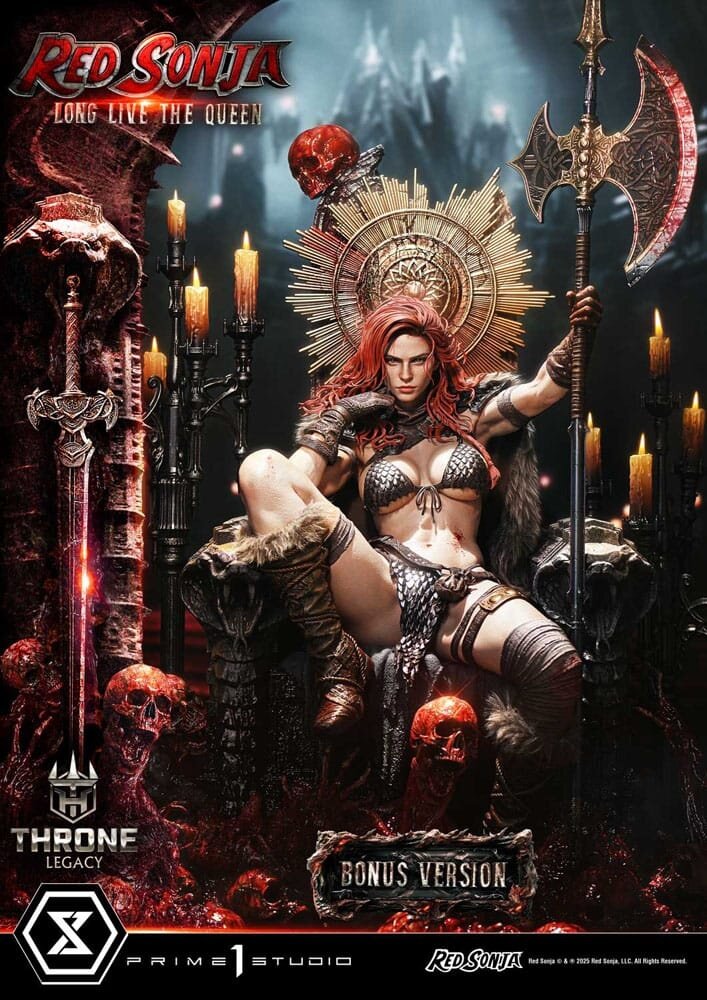 Prime 1 Studio Red Sonja Throne Legacy Collection Statue Statue 1/3 Red Sonja: Long Live the Queen Bonus Version 77 cm