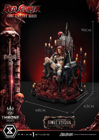 Prime 1 Studio Red Sonja Throne Legacy Collection Statue Statue 1/3 Red Sonja: Long Live the Queen Bonus Version 77 cm