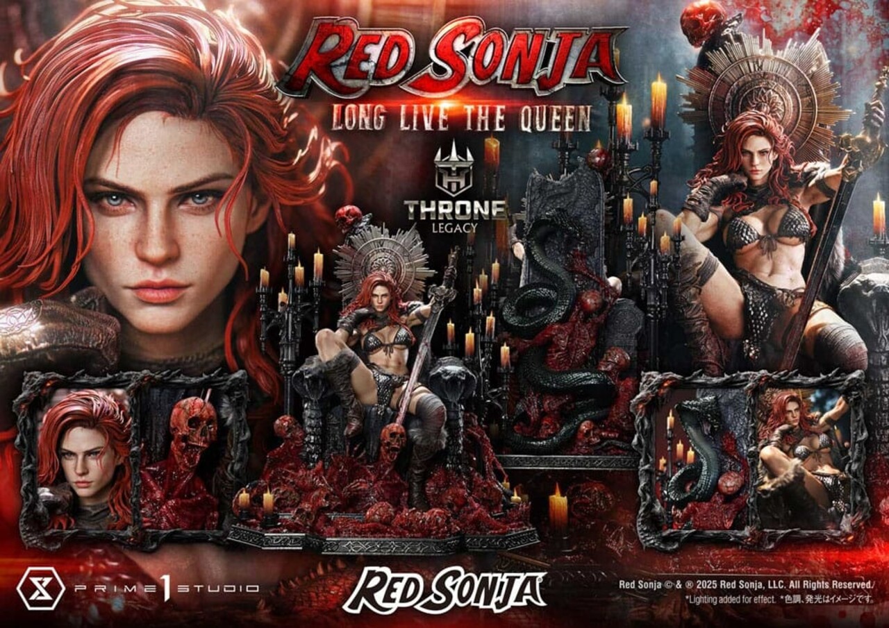 Prime 1 Studio Red Sonja Throne Legacy Collection Statue Statue 1/3 Red Sonja: Long Live the Queen Bonus Version 77 cm