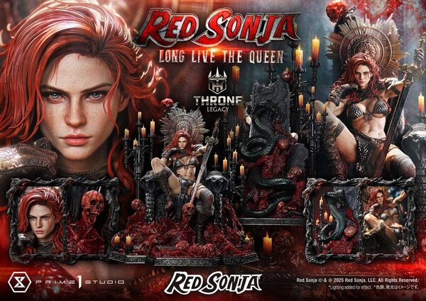 Prime 1 Studio Red Sonja Throne Legacy Collection Statue Statue 1/3 Red Sonja: Long Live the Queen Bonus Version 77 cm