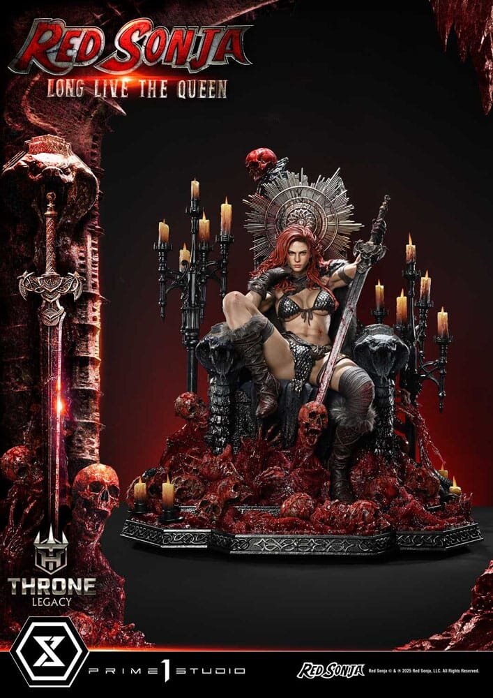 Prime 1 Studio Red Sonja Throne Legacy Collection Statue Statue 1/3 Red Sonja: Long Live the Queen Bonus Version 77 cm