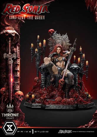 Prime 1 Studio Red Sonja Throne Legacy Collection Statue Statue 1/3 Red Sonja: Long Live the Queen Bonus Version 77 cm