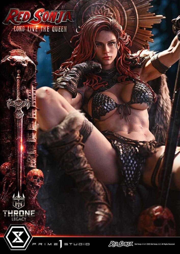 Prime 1 Studio Red Sonja Throne Legacy Collection Statue Statue 1/3 Red Sonja: Long Live the Queen Bonus Version 77 cm
