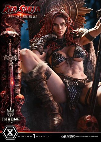 Prime 1 Studio Red Sonja Throne Legacy Collection Statue Statue 1/3 Red Sonja: Long Live the Queen Bonus Version 77 cm