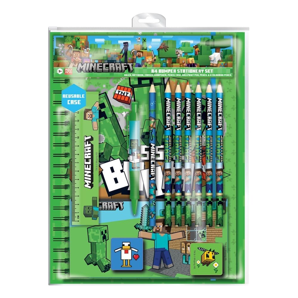 Pyramid International Minecraft 12-Piece Stationery Set A4 Bumper Pyramid International Minecraft 12-Piece Stationery Set A4 Bumper
