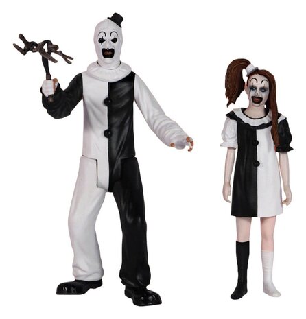 Mezco Toyz Terrifier 2 5 Points Action Figures Set Art & Little Pale Girl 10 cm