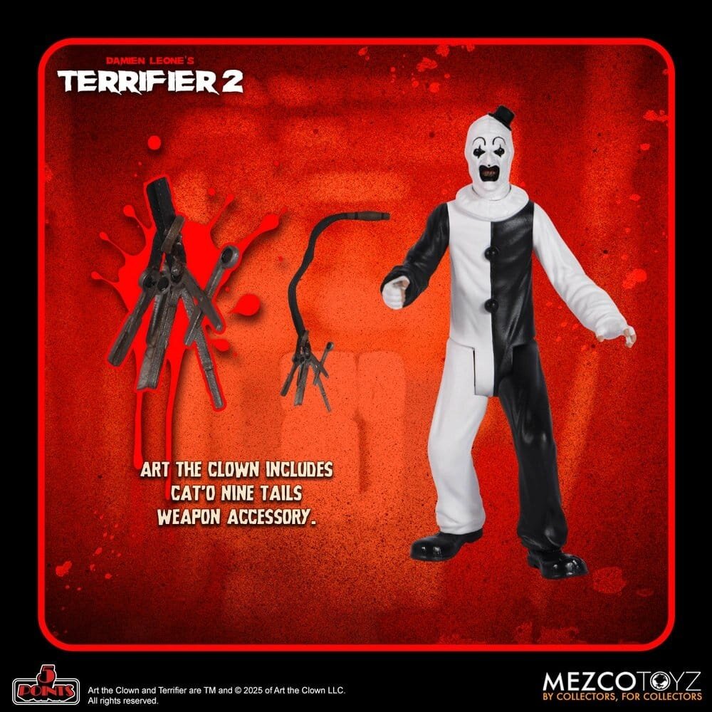 Mezco Toyz Terrifier 2 5 Points Action Figures Set Art & Little Pale Girl 10 cm