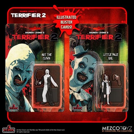 Mezco Toyz Terrifier 2 5 Points Action Figures Set Art & Little Pale Girl 10 cm