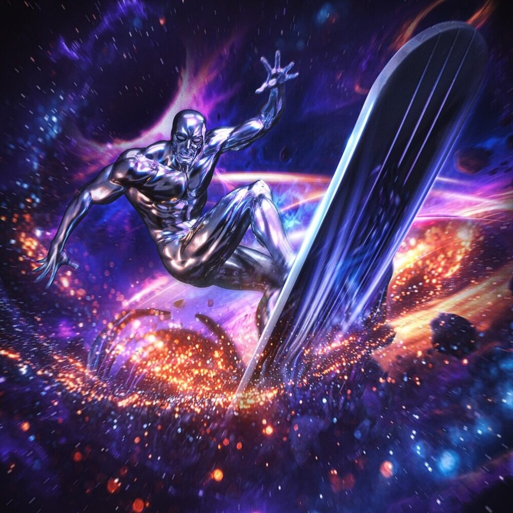 Iron Studios Marvel Comics Infinity Gauntlet Diorama Art Scale Statue 1/10 Silver Surfer Deluxe 36 cm