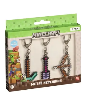PMI Minecraft Set Metalen Sleutelhangers (Shovel, Bow, Pickaxe)