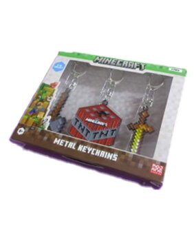 PMI Minecraft Set Metalen Sleutelhangers (Axe, Sword & TNT)